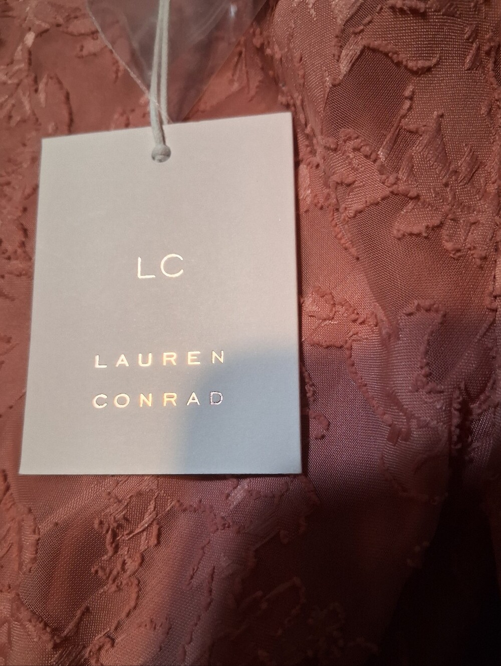 LC Lauren Conrad Pink Textured Long Sleeve Mini Dress Small Ruffle Elastic - Picture 9 of 12